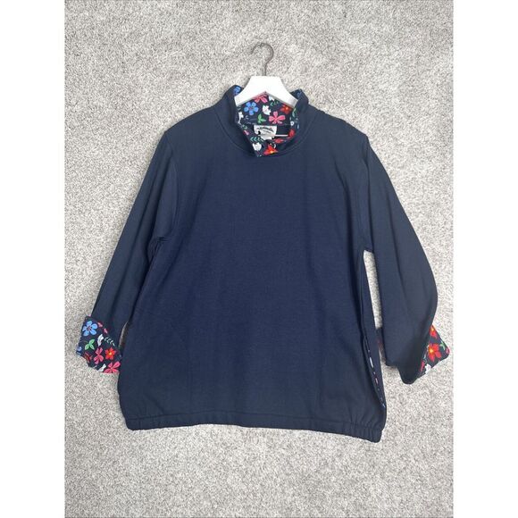 Tops - Metropolitan Women's Navy Blue/Floral‎ Pullover Sweatshirt Lined M